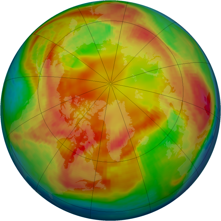 Arctic ozone map for 20 February 1985